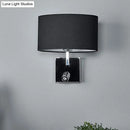 Modern brown fabric and chrome wall light bedroom sconce