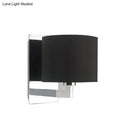 Modern brown fabric wall mount sconce – bedroom cylinder light