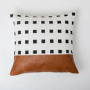Modern brown faux leather and geometric pillow cover living room