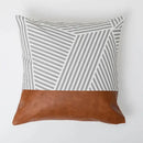 Modern brown faux leather and geometric pillow cover living room