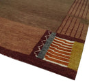 Modern Brown Geometrical Pattern Handloom 4x6 wool and Art silk Area Rug