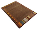 Modern Brown Geometrical Pattern Handloom 4x6 wool and Art silk Area Rug