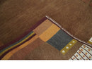Modern Brown Geometrical Pattern Handloom 4x6 wool and Art silk Area Rug