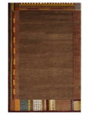 Modern Brown Geometrical Pattern Handloom 4x6 wool and Art silk Area Rug