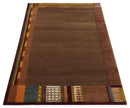 Modern Brown Geometrical Pattern Handloom 4x6 wool and Art silk Area Rug