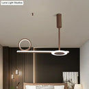 Modern brown metal ring hanging light bedroom led pendant