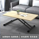 Modern brown wood adjustable coffee table living room caster wheels