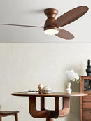 Modern brown wooden ceiling fan with remote control bedroom light