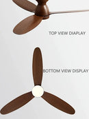 Modern brown wooden ceiling fan with remote control bedroom light