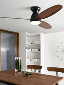 Modern brown wooden ceiling fan with remote control bedroom light