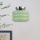 Modern brushed brass creamy glass iron led ceiling light bedroom