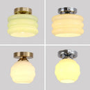Modern brushed brass creamy glass iron led ceiling light bedroom