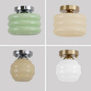 Modern brushed brass creamy glass iron led ceiling light bedroom