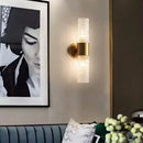 Modern brushed brass crystal wall lamp for bedroom
