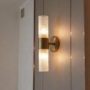 Modern brushed brass crystal wall lamp for bedroom
