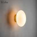 Modern brushed brass golden glass ball wall lamp bedroom sconce