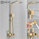 Modern brushed gold 4-function shower faucet set bathroom rain system
