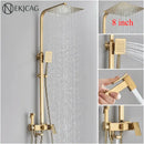 Modern brushed gold 4-function shower faucet set bathroom rain system