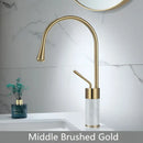 DecorBites™ Brushed Gold Brass & Marble Bathroom Sink Faucet