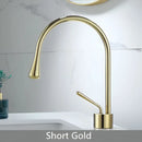 DecorBites™ Brushed Gold Brass & Marble Bathroom Sink Faucet