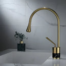 DecorBites™ Brushed Gold Brass & Marble Bathroom Sink Faucet