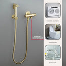 Modern brushed gold angled dual outlet toilet filling valve bathroom