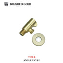 Modern brushed gold angled dual outlet toilet filling valve bathroom