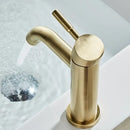 DecorBites™ Brushed Gold Basin Faucet: Solid Brass, Cold Hot Water Mixer, Single Handle
