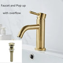 DecorBites™ Brushed Gold Basin Faucet: Solid Brass, Cold Hot Water Mixer, Single Handle