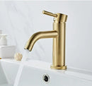 DecorBites™ Brushed Gold Basin Faucet: Solid Brass, Cold Hot Water Mixer, Single Handle