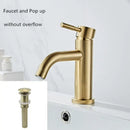 DecorBites™ Brushed Gold Basin Faucet: Solid Brass, Cold Hot Water Mixer, Single Handle