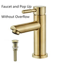 DecorBites™ Brushed Gold Basin Faucet: Solid Brass, Cold Hot Water Mixer, Single Handle