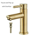 DecorBites™ Brushed Gold Basin Faucet: Solid Brass, Cold Hot Water Mixer, Single Handle