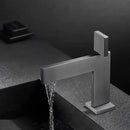Modern brushed gold basin faucet bathroom textured square handle