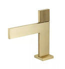 Modern brushed gold basin faucet bathroom textured square handle