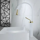 Modern brushed gold basin faucet with swivel spout for bathroom