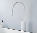 Modern brushed gold basin faucet with swivel spout for bathroom