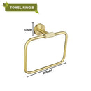 Modern brushed gold bathroom accessories set with frosted glass