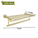 Modern brushed gold bathroom accessories set with frosted glass