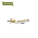 DecorBites™ Brushed Gold Bathroom Accessories Set: Wall Mount Shelf, Toilet Paper Holder, Towel Bar, Robe Hook