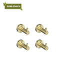 DecorBites™ Brushed Gold Bathroom Accessories Set: Wall Mount Shelf, Toilet Paper Holder, Towel Bar, Robe Hook