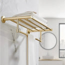 Modern brushed gold bathroom hardware set with multi bar towel rack