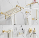 Modern brushed gold bathroom hardware set with multi bar towel rack