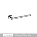 Modern brushed gold bathroom hardware set with towel bar and hooks