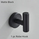 Modern brushed gold bathroom hardware set with towel rack and hooks