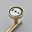 Modern brushed gold bathroom hardware set with towel rack and hooks