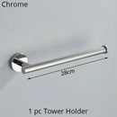 Modern brushed gold bathroom hardware set with towel rack and hooks