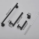 Modern brushed gold bathroom hardware set with towel rack and hooks