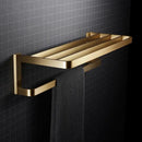 Modern brushed gold bathroom hardware set with towel rack