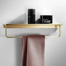 Modern brushed gold bathroom hardware set with towel rack